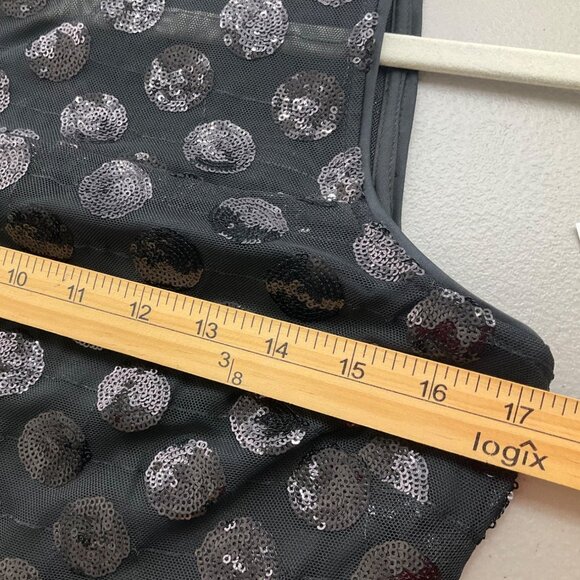 New Betsey Johnson 6 Sequin Polka Dot Sleeveless Midi Dress Sheer Onyx Goth - Picture 10 of 15